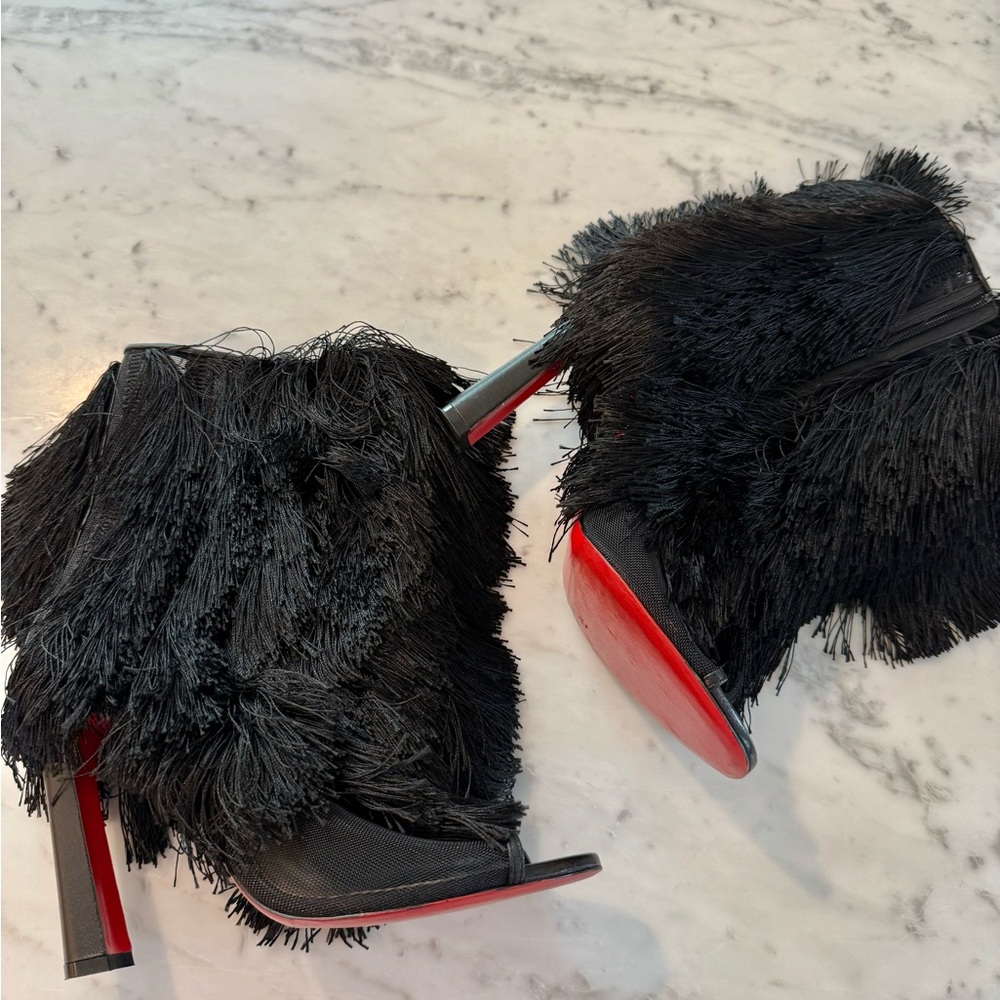 Christian Louboutin Fringe peep tow Zaza Booties Eu 39 / US 8.5